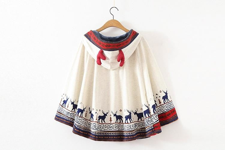 Reindeer Knit Holiday Poncho - hoodie
