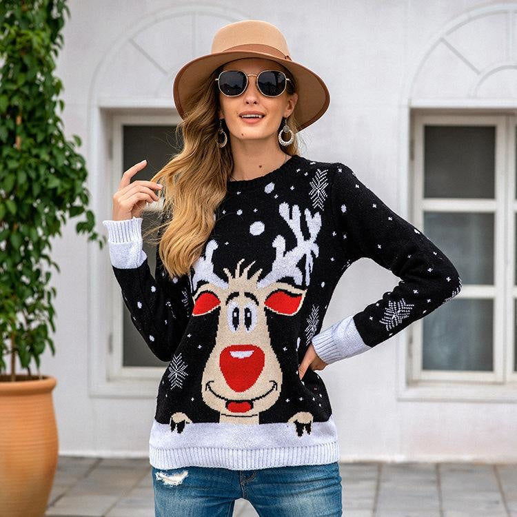 Reindeer Knit Sweater - christmas, crew neck, crewneck, crewneck sweater, crewnecks