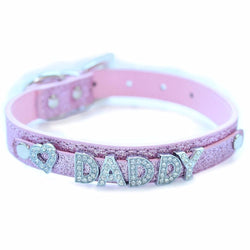 Rhinestone Daddy Collar - Pink - accessories