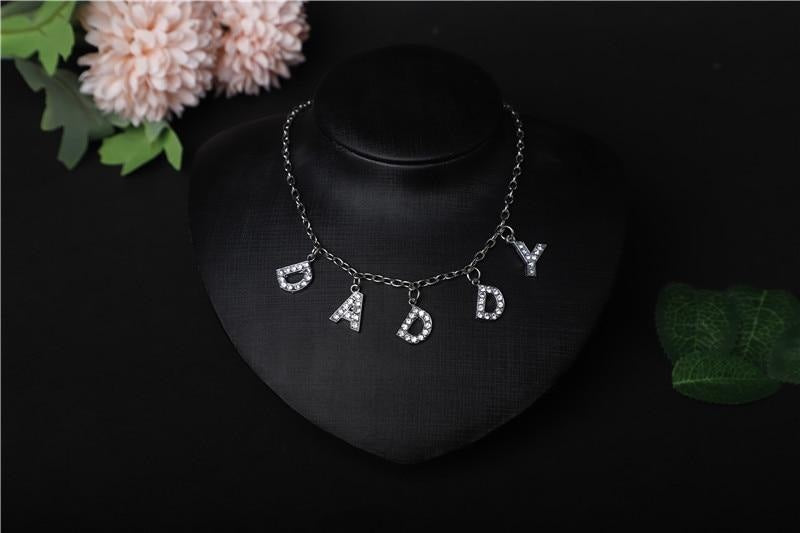 Rhinestone Daddy Necklace - choker necklace, daddy dom, daddy’s little girl, dd lg, ddlg
