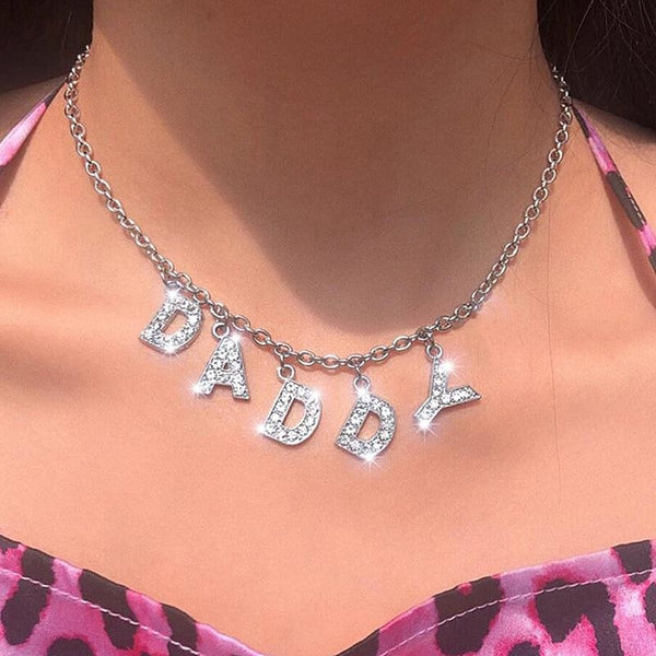 Rhinestone Daddy Necklace - choker necklace, daddy dom, daddy’s little girl, dd lg, ddlg
