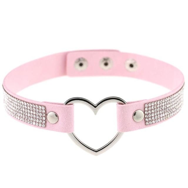 Rhinestone heart choker Clearance