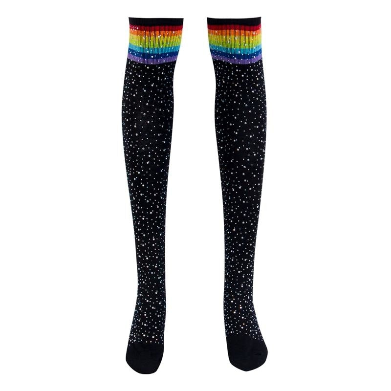 Rhinestone Studded Thigh Highs - socks