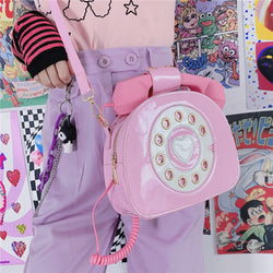 Rotary Phone Handbag - Pink - bags, handbag, handbags, latex, phone
