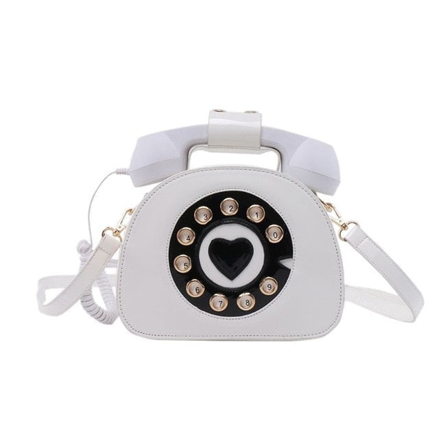 Rotary Phone Handbag - White - bags, handbag, handbags, latex, phone