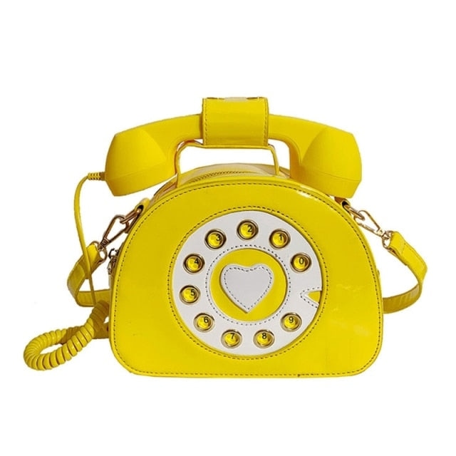Rotary Phone Handbag - Yellow - bags, handbag, handbags, latex, phone