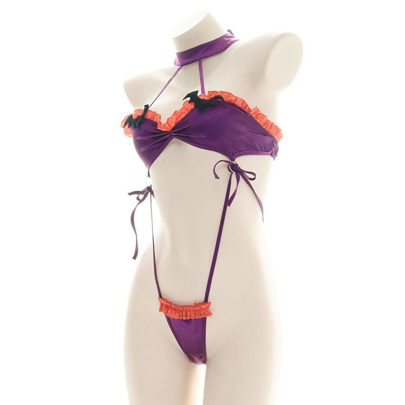 Ruffled Bat Halloween Monokini Lingerie Set Gothic Kawaii DDLG Playground Ruffled Bat Halloween Monokini Lingerie Set Gothic Kawaii DDLG Playground