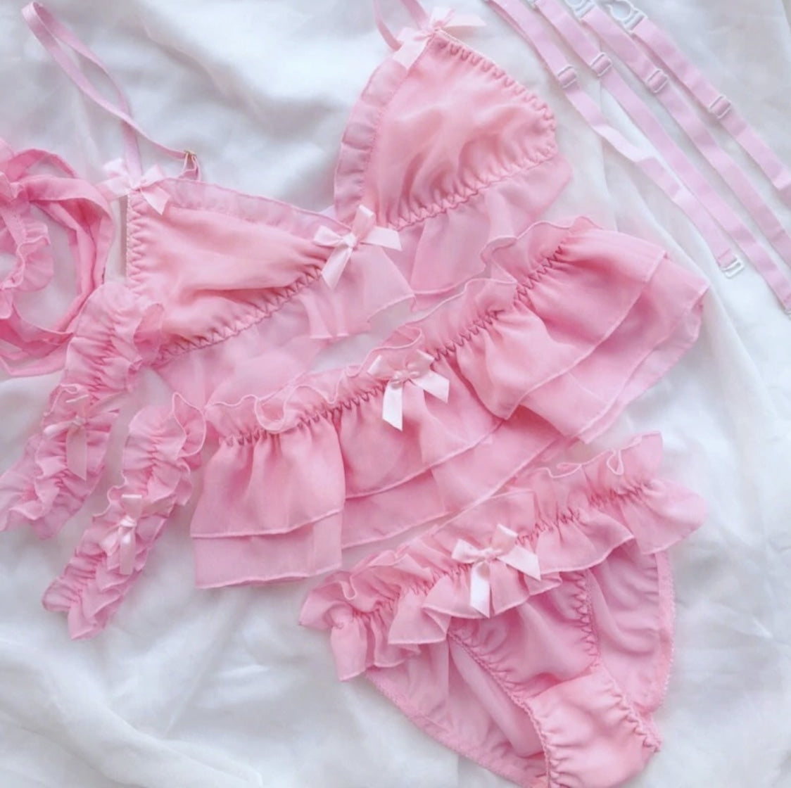 Ruffled Lingerie Set Garter Belt – DDLG Playground