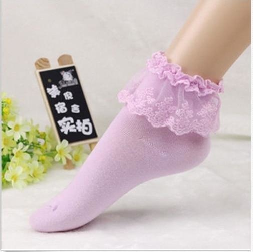 Sweet Lavender Purple Frilly Lace Ruffled Bow Ankle Socks Lolita Kawaii Fashion