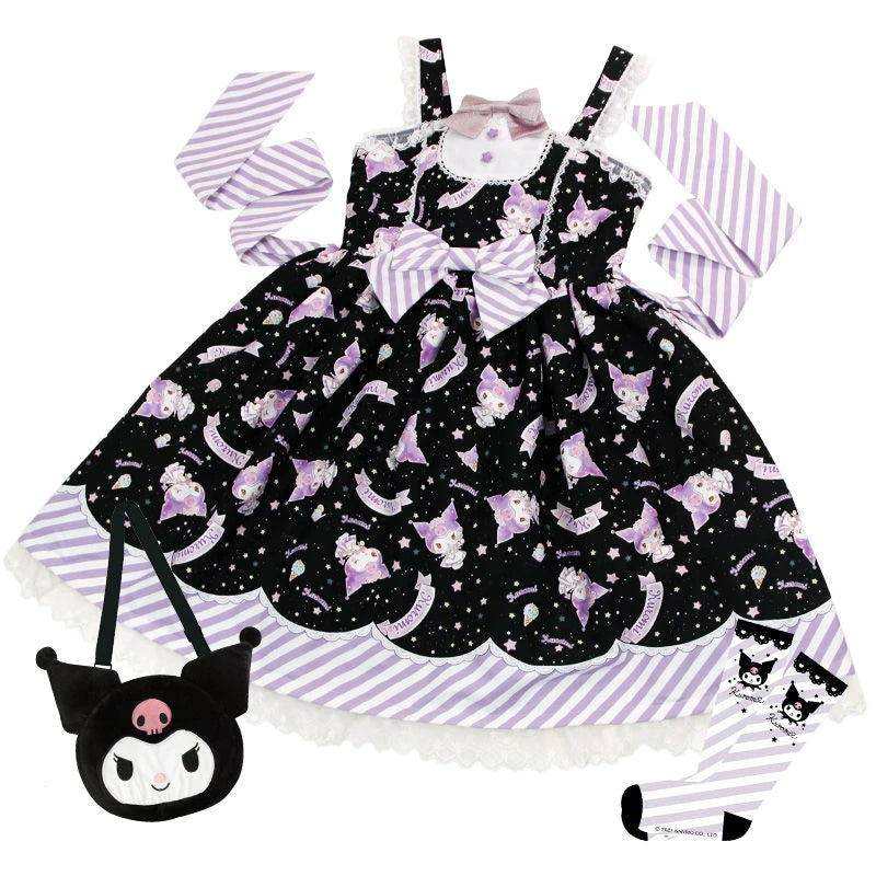 Sanrio Lolita Dress - babydoll, black dress, cinnamoroll, dresses, jsk