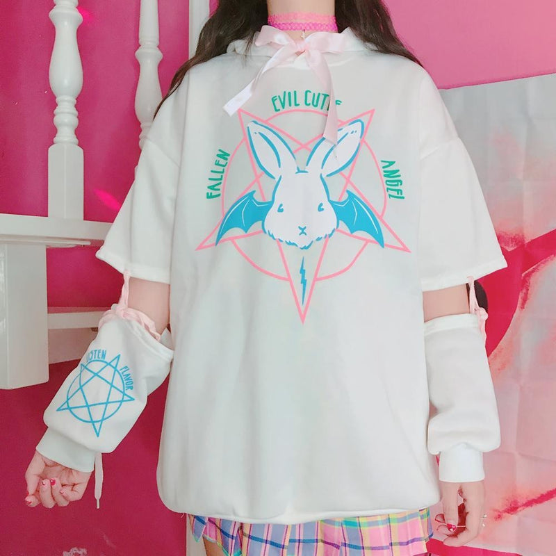 Satanic Bunny Hoodie - White / L - sweater