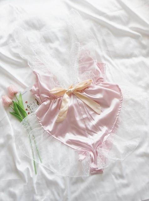 Satin Babydoll Lingerie Set - Pink - lingerie