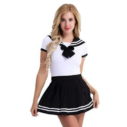 school girl adult onesie two piece 2pc set outfit romper jumper bodysuit sailor scout sailor moon cosplay costume snap crotch cgl abdl by ddlg playground