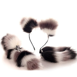 Skunk Black White Tail Plug Collar Set DDLG Playground Skunk Black White Tail Plug Collar Set DDLG Playground