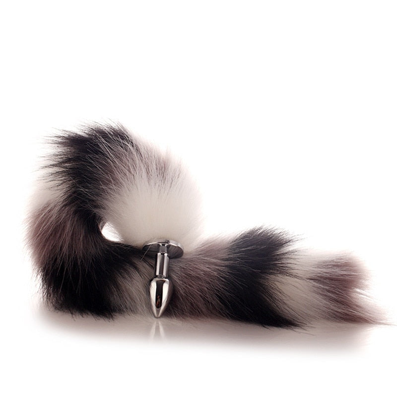 Skunk Black White Tail Plug Collar Set DDLG Playground Skunk Black White Tail Plug Collar Set DDLG Playground