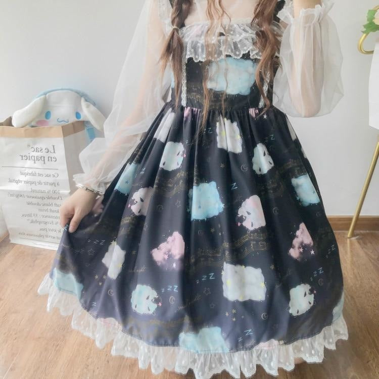 Sleepy Sheep Lolita Dress - Black - jsk, jsk dress, fashion, lolita jsks