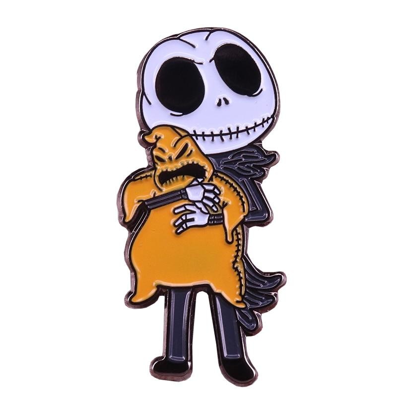 Jack Skellington Hugging Ghost Halloween Enamel Pin Lapel Brooch Jewelry