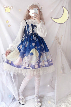 Space Travel Lolita Dress - Blue - alien, aliens, cat, dresses, et
