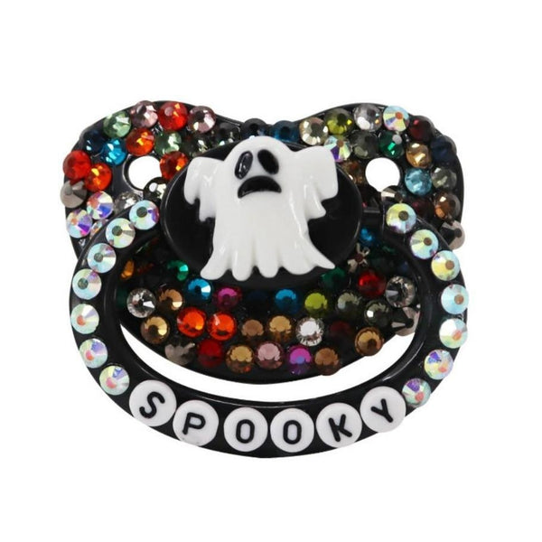 Spooky Ghost Deco Pacifier - adult paci, pacifiers, bling, blingy, gems