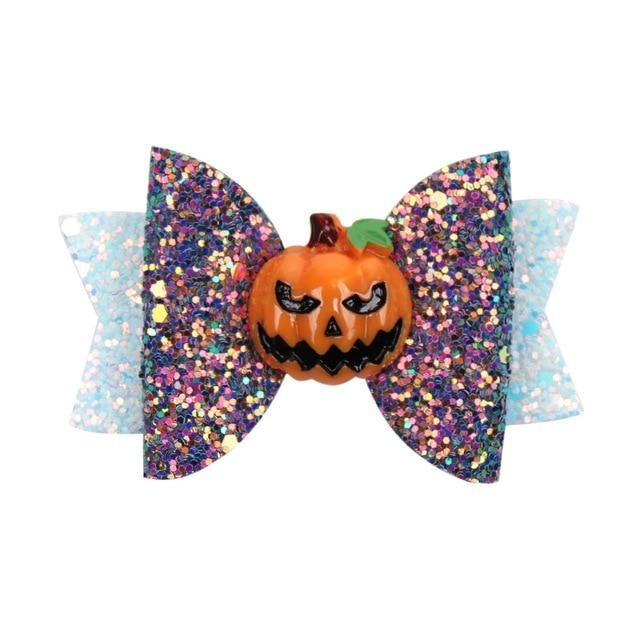 Spooky Hair Bows - Pumpkin - hair accessory