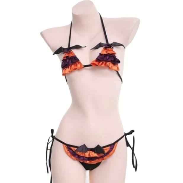 Spooky Halloween Lingerie Bikini Set Creepy Bat Wings Underwear Bra Panties 