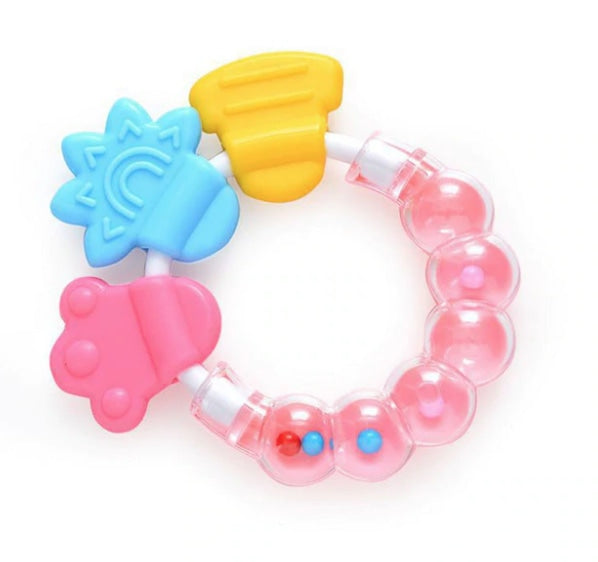 Squishy Rattle Teether - Pink - toys