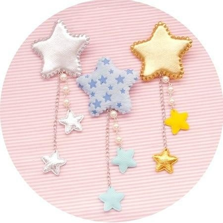 Starry Dangle Hair Clips - accessories, fairy kei, gold jewelry, hair clip, clips