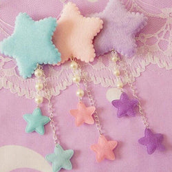 Starry Dangle Hair Clips - accessories, fairy kei, gold jewelry, hair clip, clips