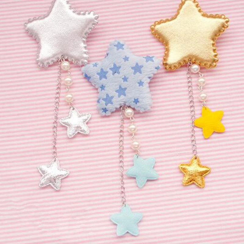 Starry Dangle Hair Clips - Silver - accessories, fairy kei, gold jewelry, hair clip, clips