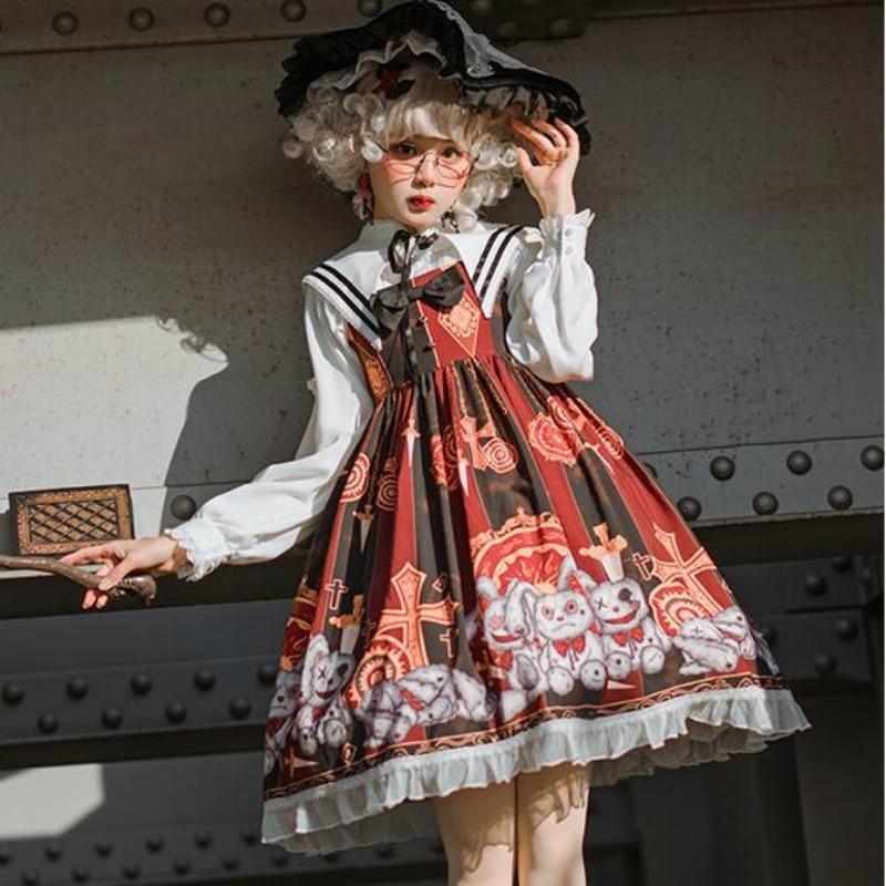Steampunk Macabre Lolita Dress - brown dress, dresses, goth girl