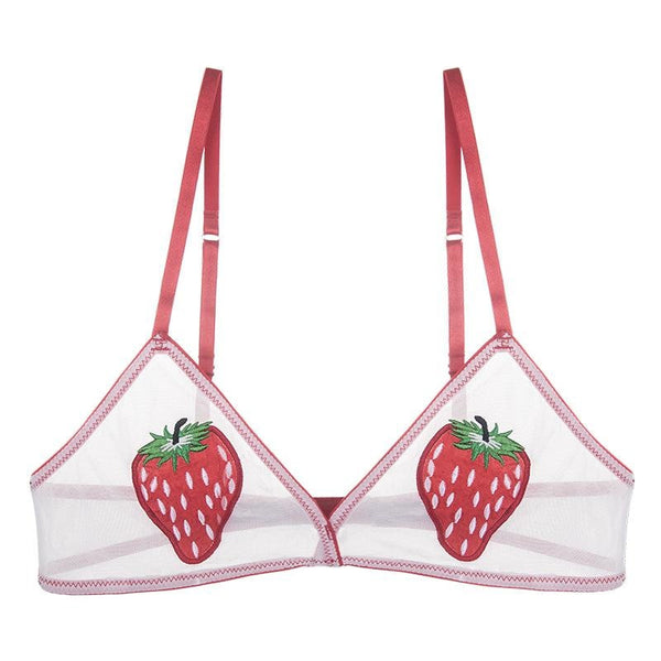 Cute Strawberry Transparent Bralette Bra Berries Fruit Kawaii Lingerie
