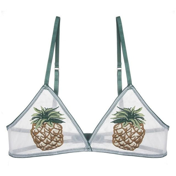 Cute Pineapple Transparent Clear Bralette Bra  Fruit Kawaii Lingerie