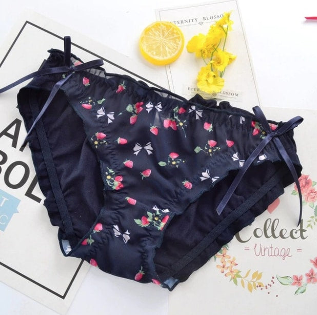 Strawberry Field Panties - Navy Blue / M - underwear