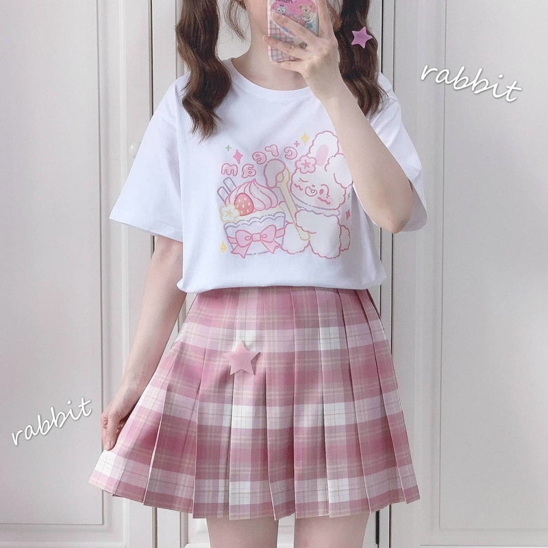 Strawberry Icecream Bunny Tee - anime, blouse, blouses, fairy kei, graphic tee