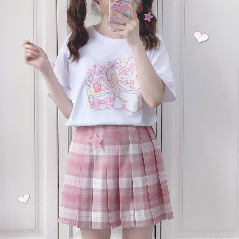 Strawberry Icecream Bunny Tee - anime, blouse, blouses, fairy kei, graphic tee