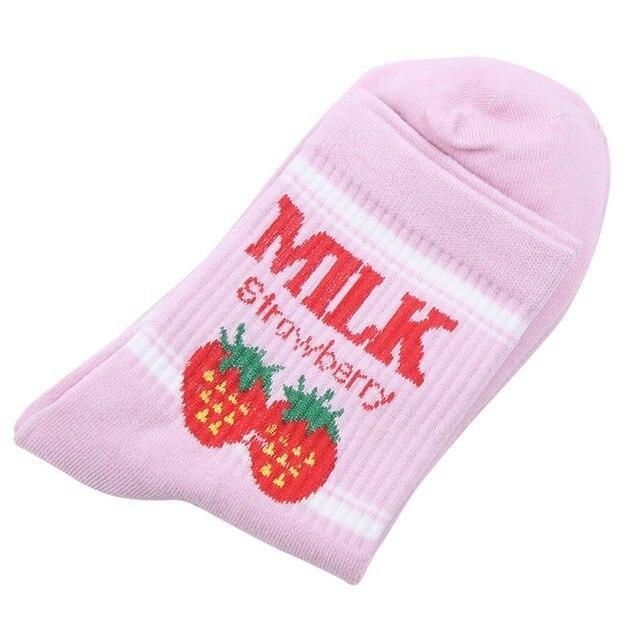 Strawberry Milk Socks - Pink Strawberry Milk - Socks