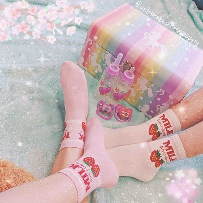 Strawberry Milk Socks - Socks