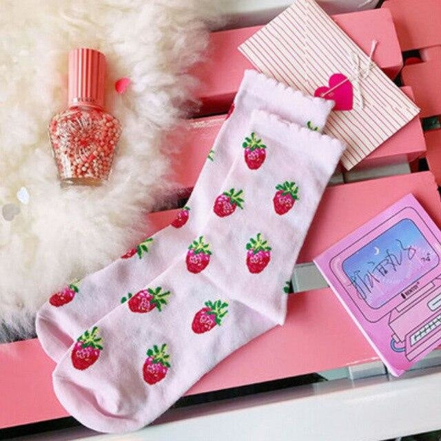 Strawberry Milk Socks - Pink Dainty Berry - Socks
