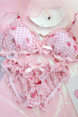 Strawberry Plaid Lingerie Set - lingerie