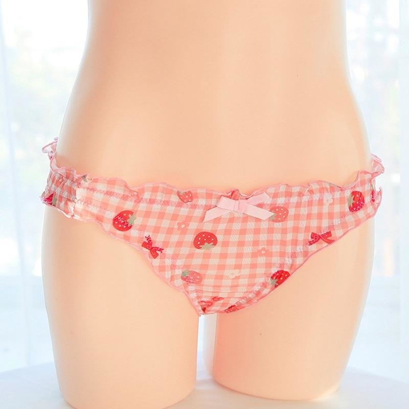 Sexy Strawberry Red Pink Plaid Lingerie Set Bra Panties Underwear Country Girl 