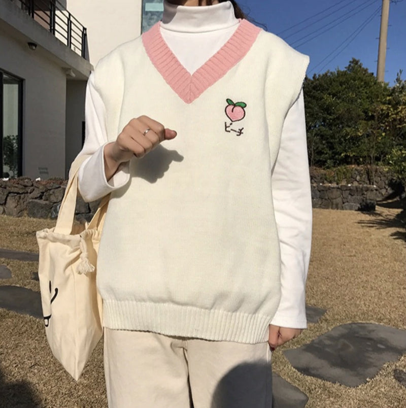 Strawberry Vest - Peach Vest / S - sweater