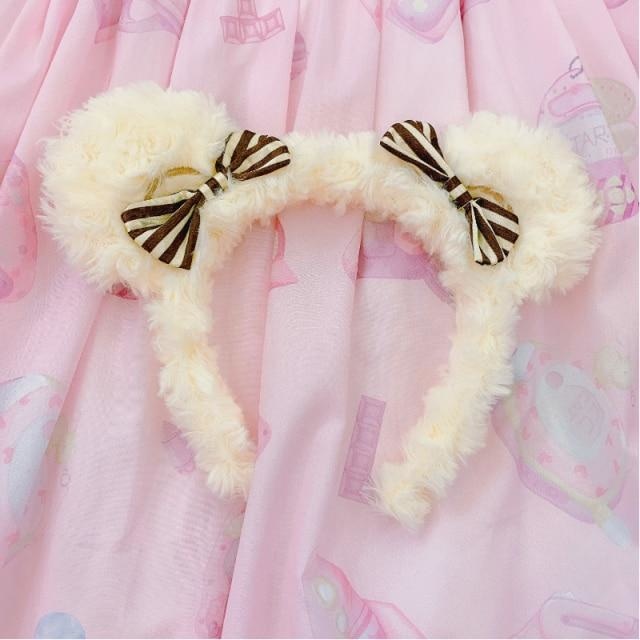 Strawbunny Ear Plush Headband - baby bun, bunnies, bunny, bunny ear, ear headband