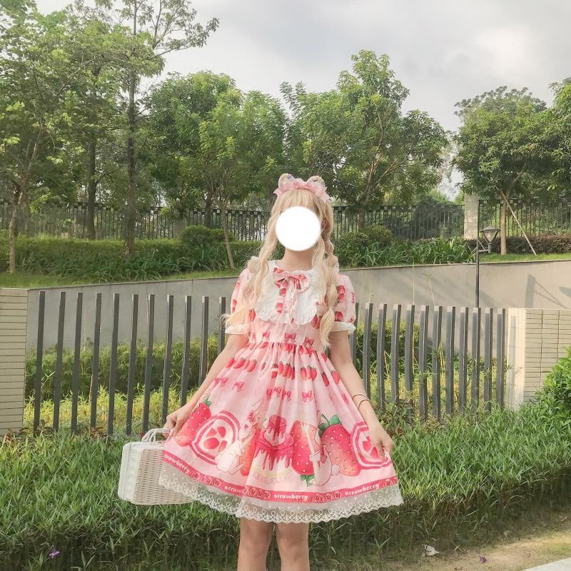 Strawbunny Shortcake Lolita Dress - jsk dress