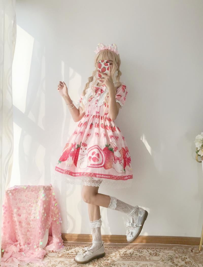 Strawbunny Shortcake Lolita Dress - jsk dress