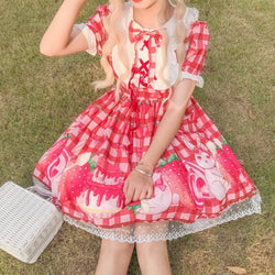 Strawbunny Shortcake Lolita Dress - Red Dress - jsk dress
