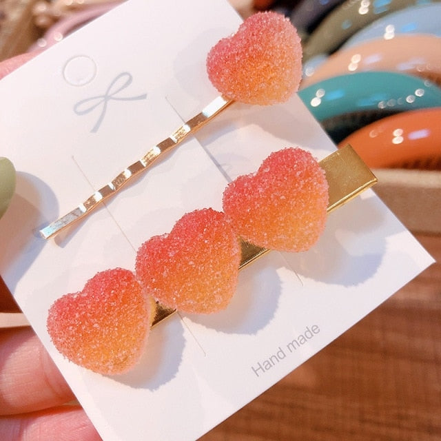 Sugared Valentine Hair Clip - Orange - barette, barettes, barrette, barrettes, hair clips