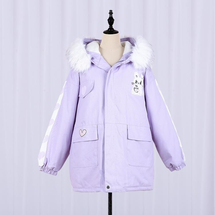Sweet Bunny Cake Winter Coat - bomber jacket, bunny rabbit, coats, fairy kei, faux fur