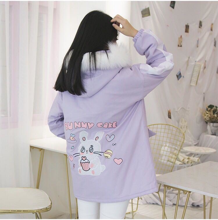 Sweet Bunny Cake Winter Coat - bomber jacket, bunny rabbit, coats, fairy kei, faux fur