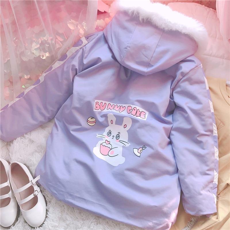 Pastel Purple Bunny Rabbit Cafe Winter Coat Windbreaker Jacket Fairy Kei Kawaii Fashion