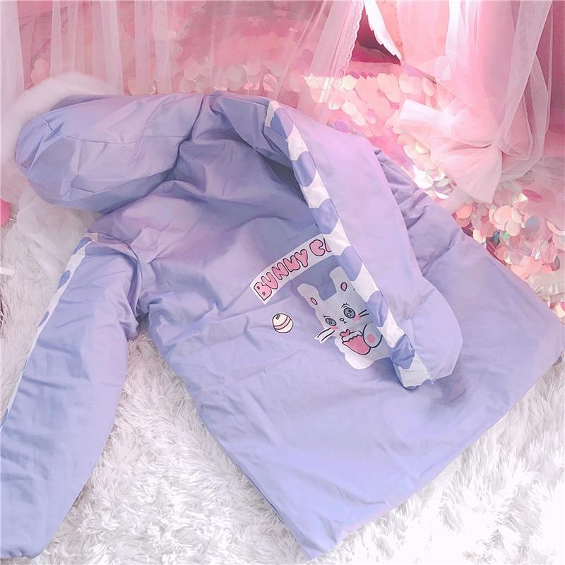 Pastel Purple Bunny Rabbit Cafe Winter Coat Windbreaker Jacket Fairy Kei Kawaii Fashion